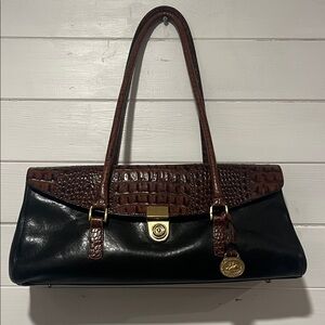 Brahmin Black and Brown Shoulder Bag Vintage Tuscan Collection